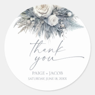Boho White Rose Blumengarten Hochzeit Runder Aufkleber