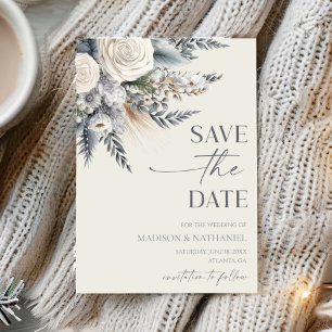 Boho White Rose Blumengarten Hochzeit Save The Date