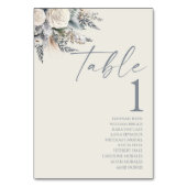 Boho White Rose Blumengarten Hochzeit Tischnummer (Rückseite)