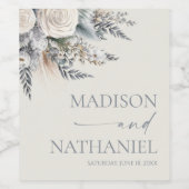 Boho White Rose Blumengarten Hochzeit Weinetikett (Einzelnes Label)