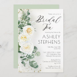 Boho White Rose Floral | Eukalyptus Bridal Tee Einladung