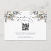 Boho White Rose Floral QR Code Hochzeitsdetails Begleitkarte (Vorderseite)