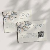 Boho White Rose Floral QR Code Wedding RSVP Card