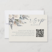 Boho White Rose Floral QR Code Wedding RSVP Card (Vorderseite)