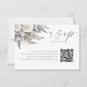 Boho White Rose Floral QR Code Wedding RSVP Card Karte (Vorderseite)