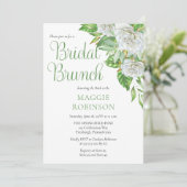 Boho White Roses Blumenbridal Brunch Einladung (Stehend Vorderseite)