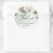 Boho White Roses Blumengarten Grün Runder Aufkleber (Tasche)