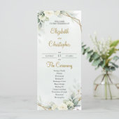Boho White Roses Eucalyptus Greenery Gold Programm (Stehend Vorderseite)