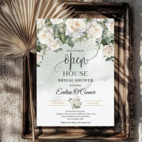 Boho White Roses Greenery und Gold Open House