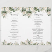 Boho White Roses Grüne und Goldene Zeremonie (Rückseite)