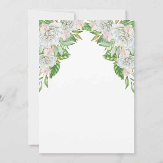 Boho White Roses | Orchids florales Party Einladung (Rückseite)