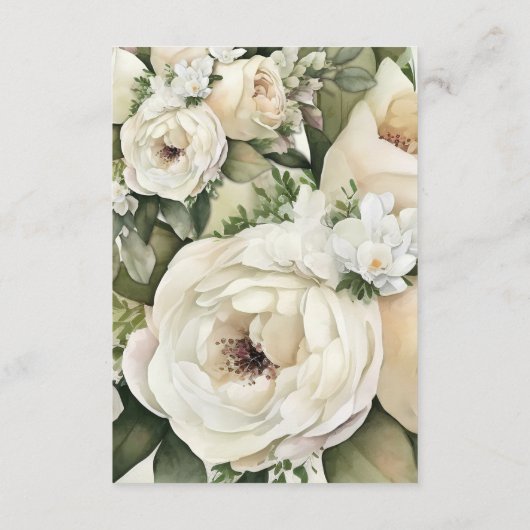 Boho White Roses und Dark Burgundy Wedding Details Begleitkarte (Rückseite)