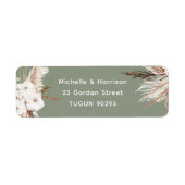 Boho White & Sage Rücksendeadresse Wedding Label (Vorne)