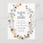 Boho White Save the Date Postcard Postkarte (Vorderseite)