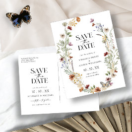 Boho White Save the Date Postcard Postkarte