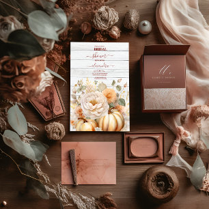 Boho White und Gold Glitzer Pumpkins Bridal Einladung