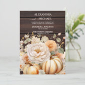 Boho White und Gold Glitzer Pumpkins Wedding Einladung (Stehend Vorderseite)