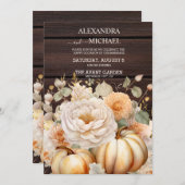 Boho White und Gold Glitzer Pumpkins Wedding Einladung (Vorne/Hinten)