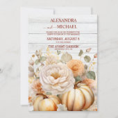 Boho White und Gold Glitzer Pumpkins Wedding Einladung (Vorderseite)