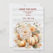 Boho White und Gold Glitzer Pumpkins Wedding Save The Date (Vorderseite)