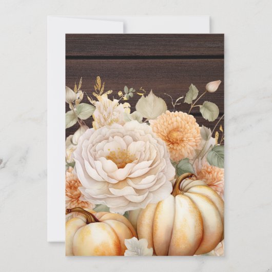 Boho White und Gold Glitzer Pumpkins Wedding Save The Date (Rückseite)