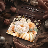 Boho White und Gold Glitzer Pumpkins Wedding Save The Date