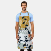 Boho White und Navy Blätter Schürze (Getragen)