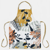 Boho White und Navy Blätter Schürze (Vorderseite)