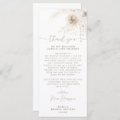 Boho White und Neutral Floral Danke Platzkarte Menükarte (Vorne/Hinten)