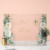 Boho WhiteRose Floral Eukalyptus Taufe Gott segne Acrylschild (Hochzeit)