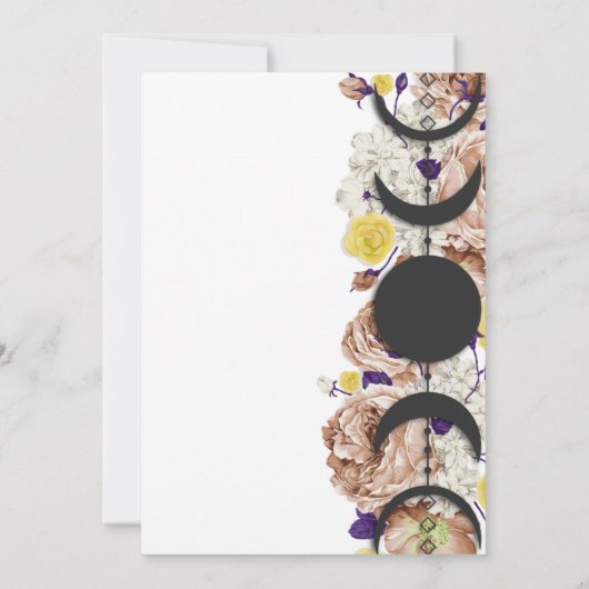 Boho Wiccan Bloral Moon Phase Handfasten Einladung (Rückseite)