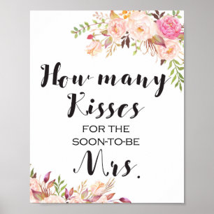 Boho Wie viele Kisses Game Sign Poster
