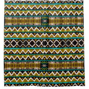 Boho wiederholt. Geometrische nahtlose Stickerei. Duschvorhang