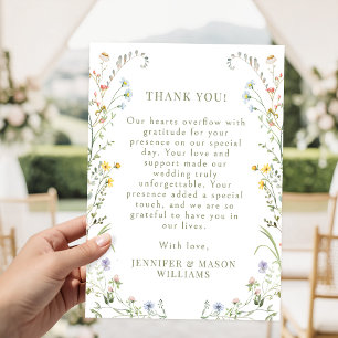 Boho-Wiesen-Wildblumen-Hochzeit zart Dankeskarte
