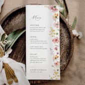 Boho-Wiesen-Wildblumen-Hochzeitsmenü Menükarte