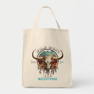 Boho Wild and Free Grocery Tasche
