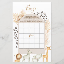 Boho Wild Animals Baby Dusche Bingo Game