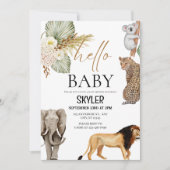 Boho Wild Animals "Hello Baby" Dusche Einladung (Vorderseite)