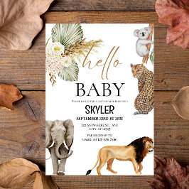 Boho Wild Animals "Hello Baby" Dusche Einladung