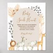 Boho Wild Animals Pampas Grass Baby Sock Hunt Poster (Vorne)