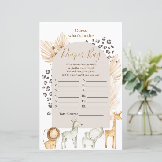 Boho Wild Animals rät, was in der Windeltasche ist (Stehend Vorderseite)