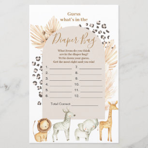 Boho Wild Animals rät, was in der Windeltasche ist