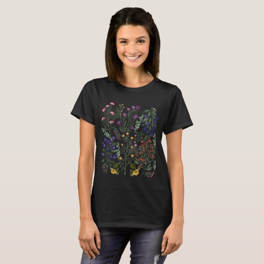 Boho Wild Blume Bouquet Verlasse Pflanze Liebhaber T-Shirt (Vorne ganz)