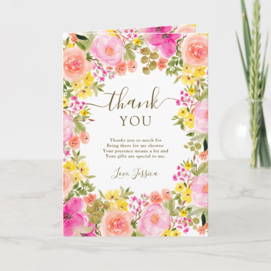 Boho wild Blume Gartengarten Foto Brautparty Dankeskarte (Vorderseite)