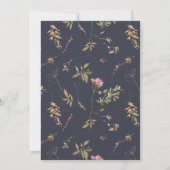 Boho Wild Blume Mauve & Navy Gold Frame Wedding Einladung (Rückseite)