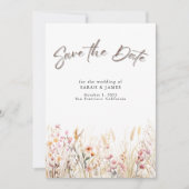 Boho Wild Blume Save the Date Karte | Minimalistis (Vorderseite)