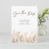 Boho Wild Blume Save the Date Karte | Minimalistis (Stehend Vorderseite)