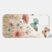Boho Wild Blume und Butterflies iPhone Case Hülle (Rückseite (Horizontal))