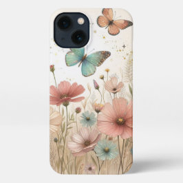 Boho Wild Blume und Butterflies iPhone Case 13 Hülle