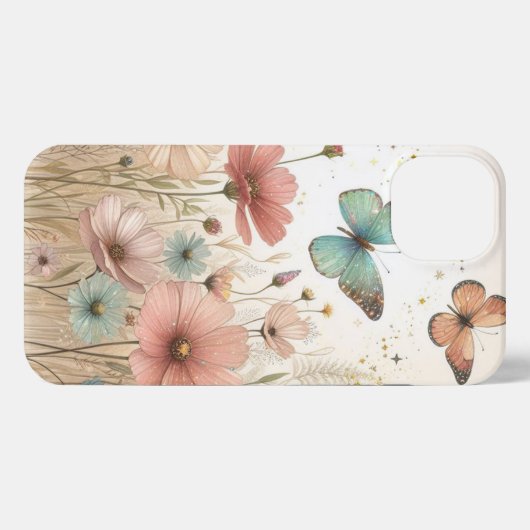 Boho Wild Blume und Butterflies iPhone Case iPhone Hülle (Rückseite (Horizontal))